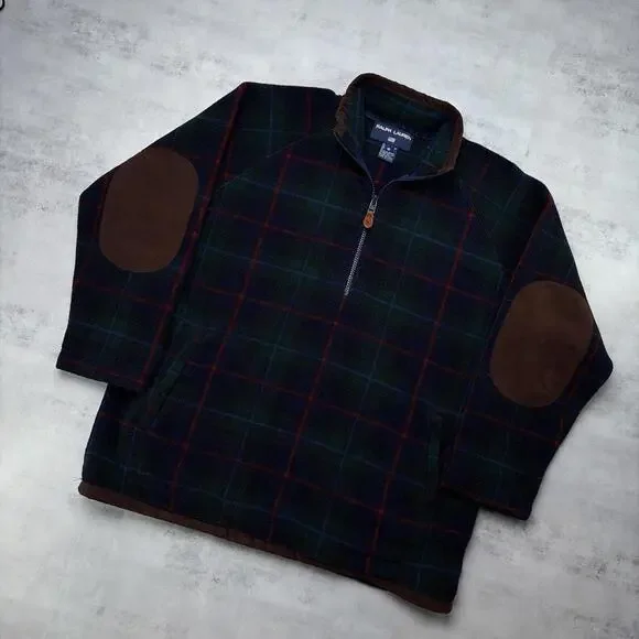 Vintage Plaid Polo Sport Ralph Lauren Quarter Zip Sweater